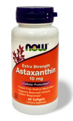 Астаксантин (астаксантин 10мг, натуральный витамин Е 10МЕ), Now Foods (Нау фудс), 60 капсул — «МагазинВитамин»